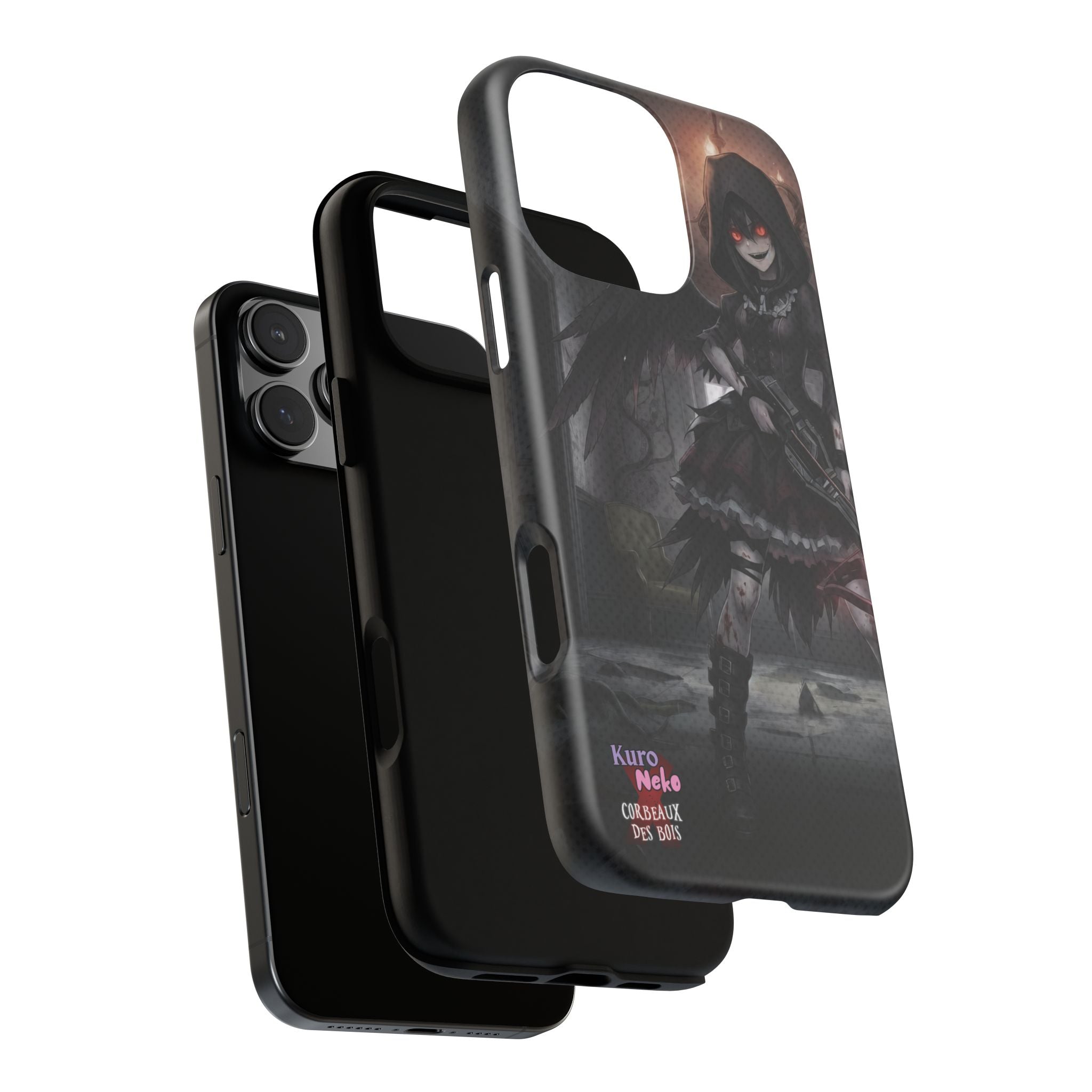 Anime Phone Case – Mad as Yoru Crow Waifu Kemonomimi showcasing Gothic horror design with Yoru in dark attire.