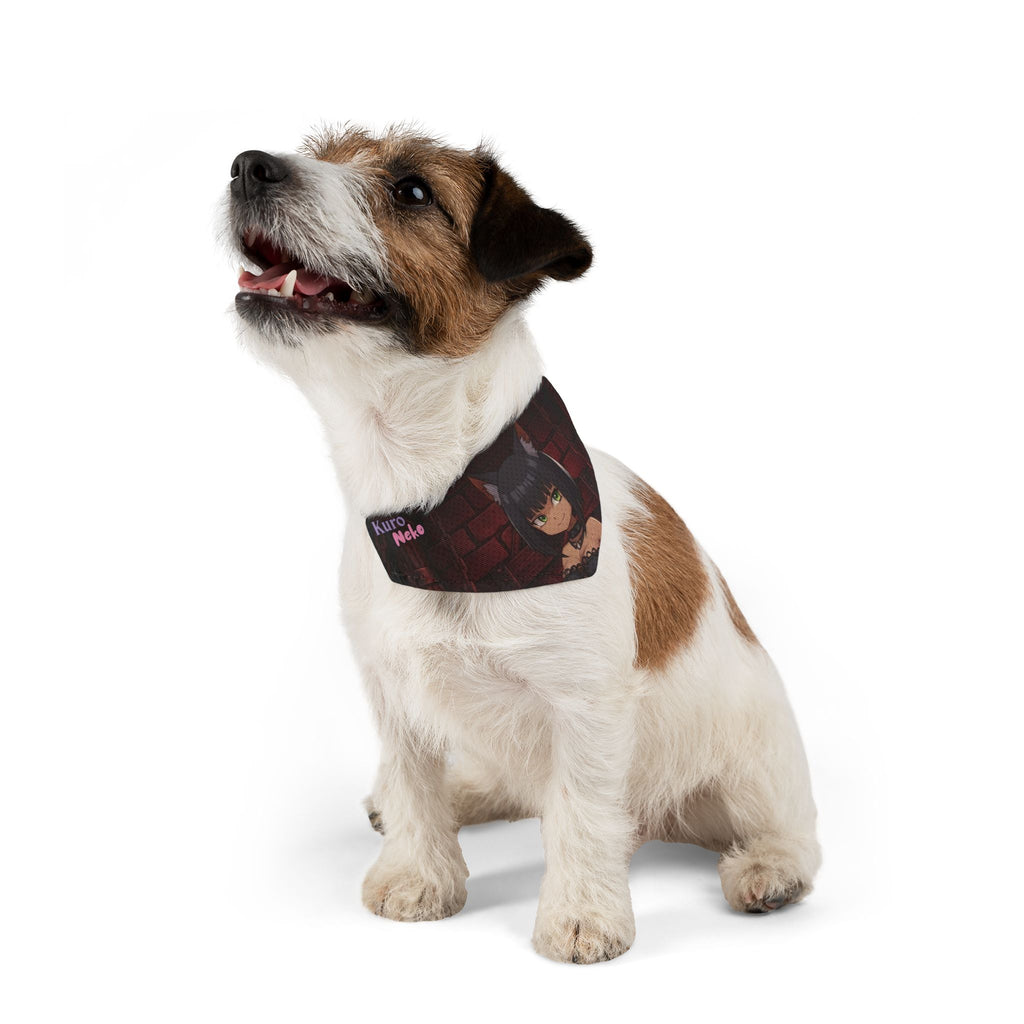 Collier bandana chat & chien Anime YAMI Louve Gothique porté par un chien avec design d'artwork de kemonomimi, Kuro Neko Shop.