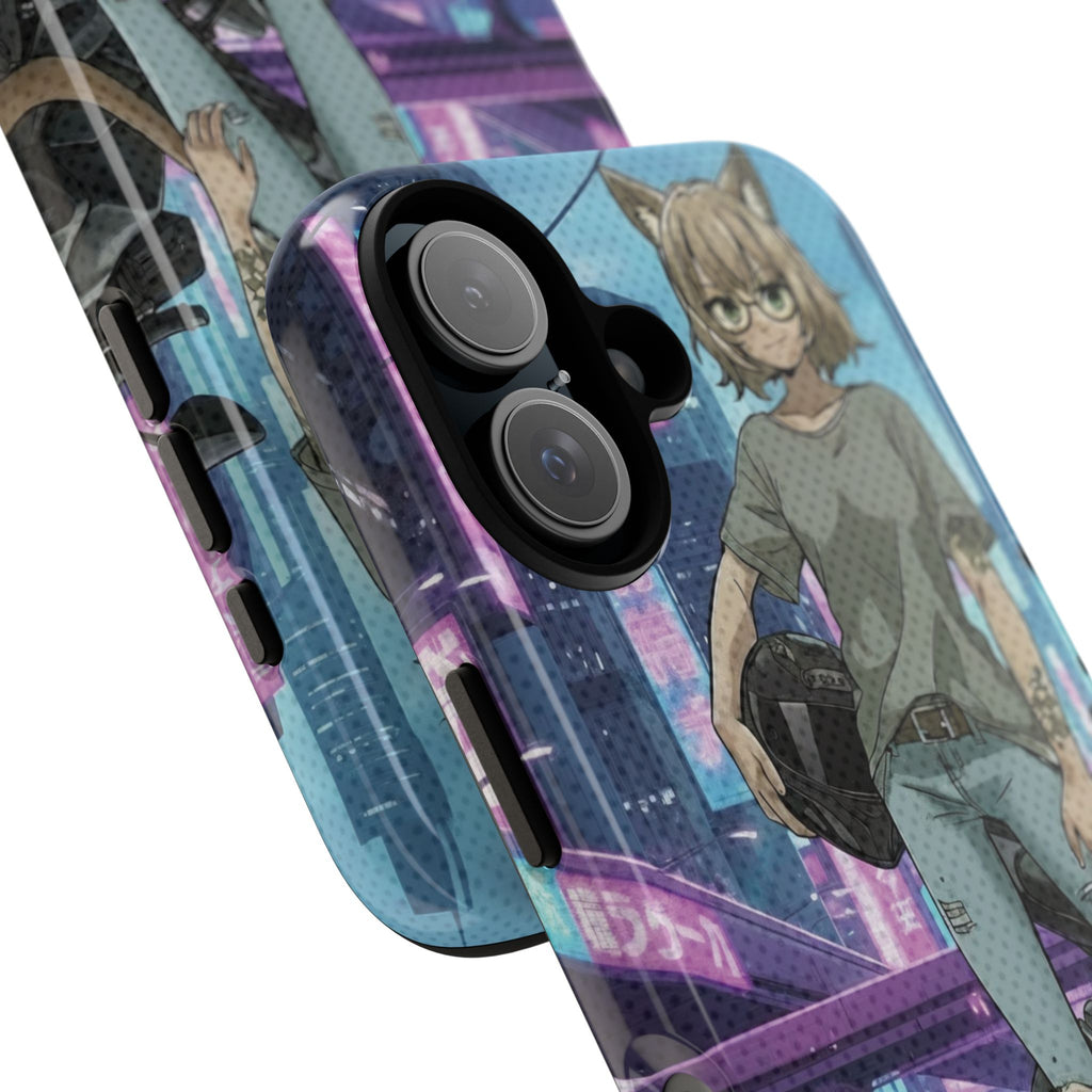 Coque téléphone Anime HANKO Style Cyberpunk & Chatte Rebelle