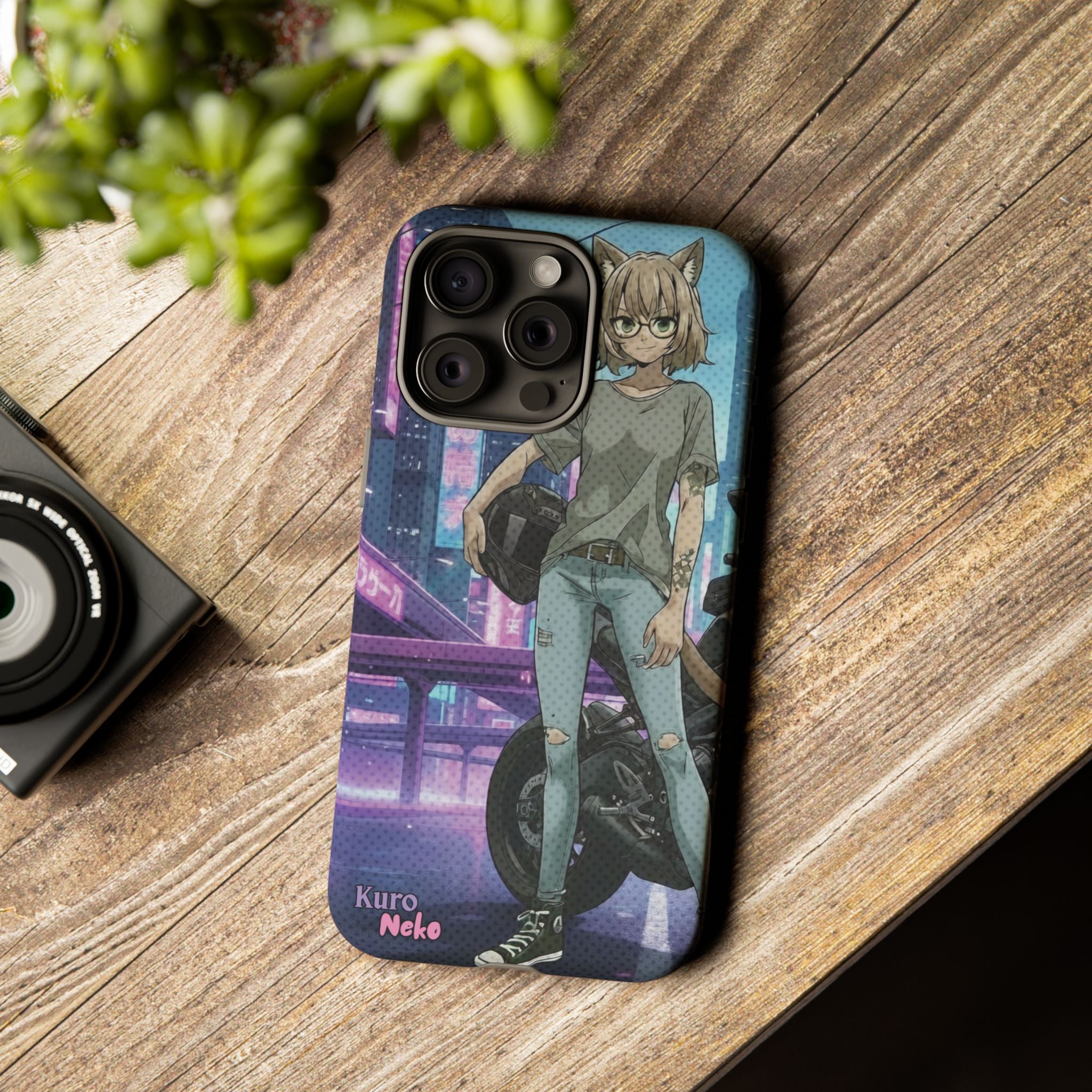 Coque téléphone Anime HANKO Style Cyberpunk & Chatte Rebelle