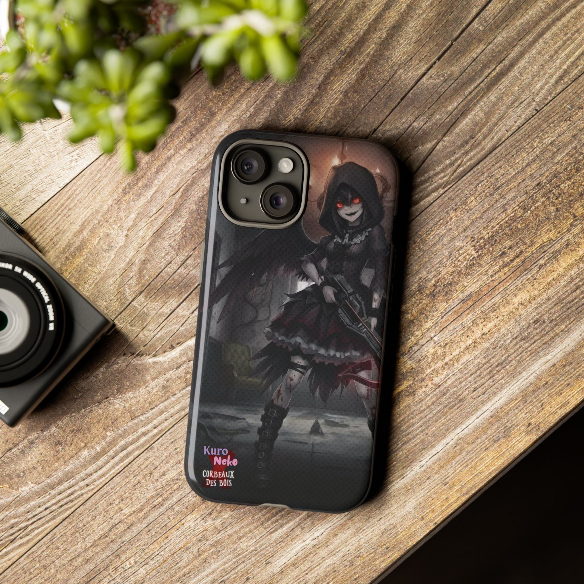 Anime Phone Case – Mad as Yoru Crow Waifu Kemonomimi featuring a gothic design with dark aesthetics.