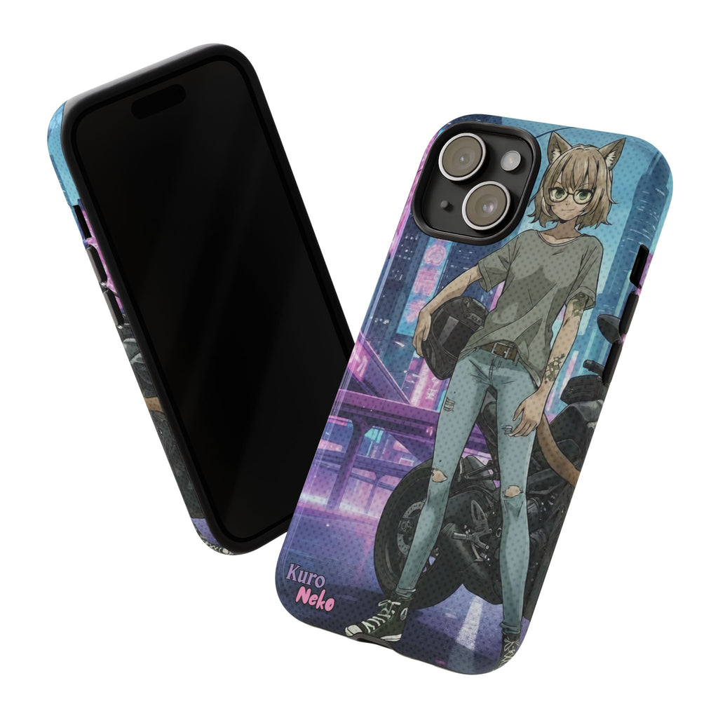 Coque téléphone Anime HANKO Style Cyberpunk & Chatte Rebelle