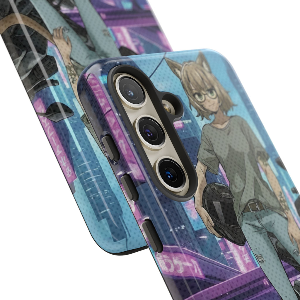 Coque téléphone Anime HANKO Style Cyberpunk & Chatte Rebelle