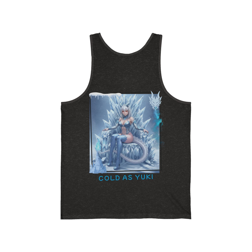 Débardeur Anime YUKI Dragonne de Glace avec Yuki, waifu dragon aux oreilles d'anime et écailles éthérées, Kuro Neko Shop.