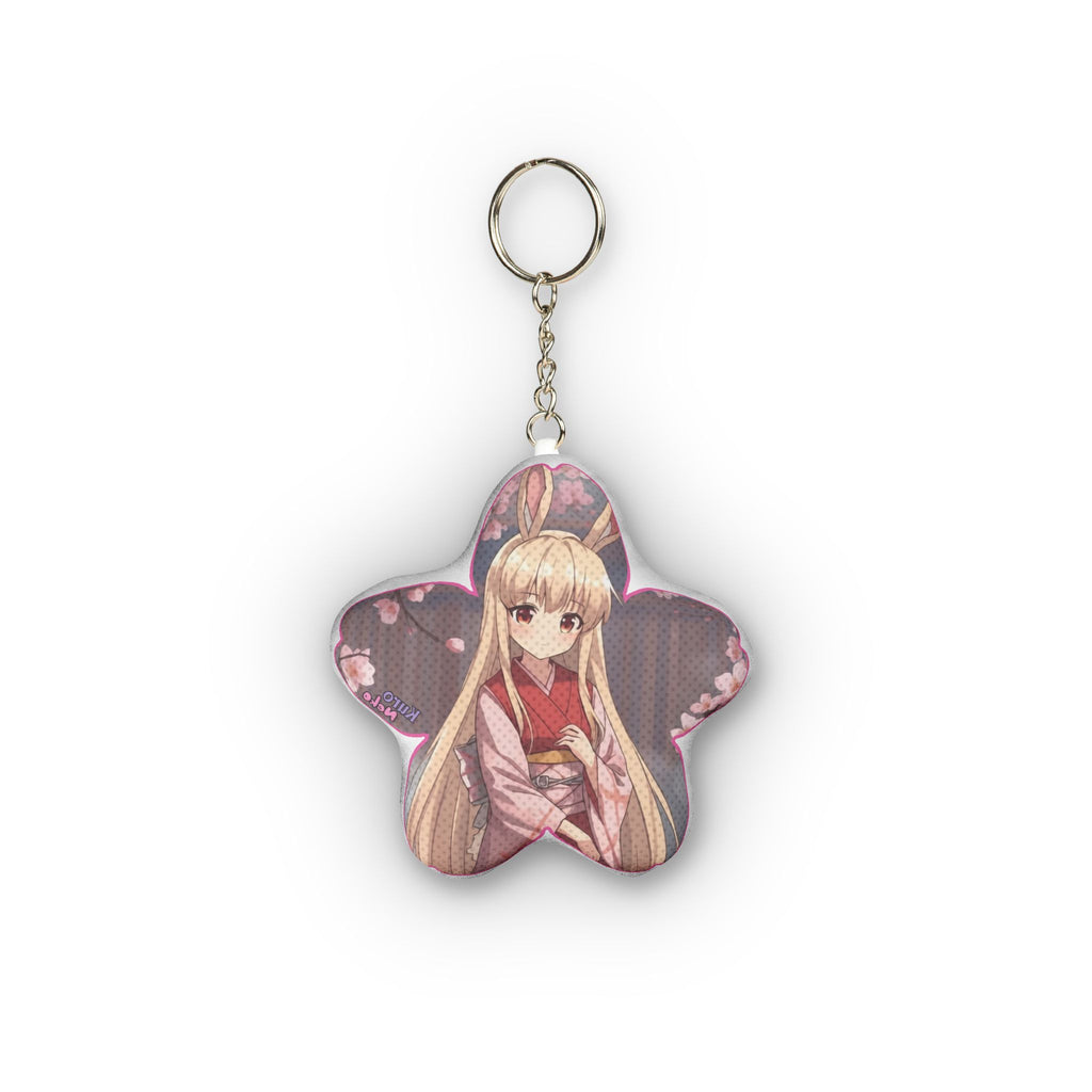 Porte-clés Peluche Anime HARU en forme de fleur avec une lapine en kimono kawaii.