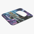 Tapis de souris Anime HANKO avec personnage de style cyberpunk et motifs néon