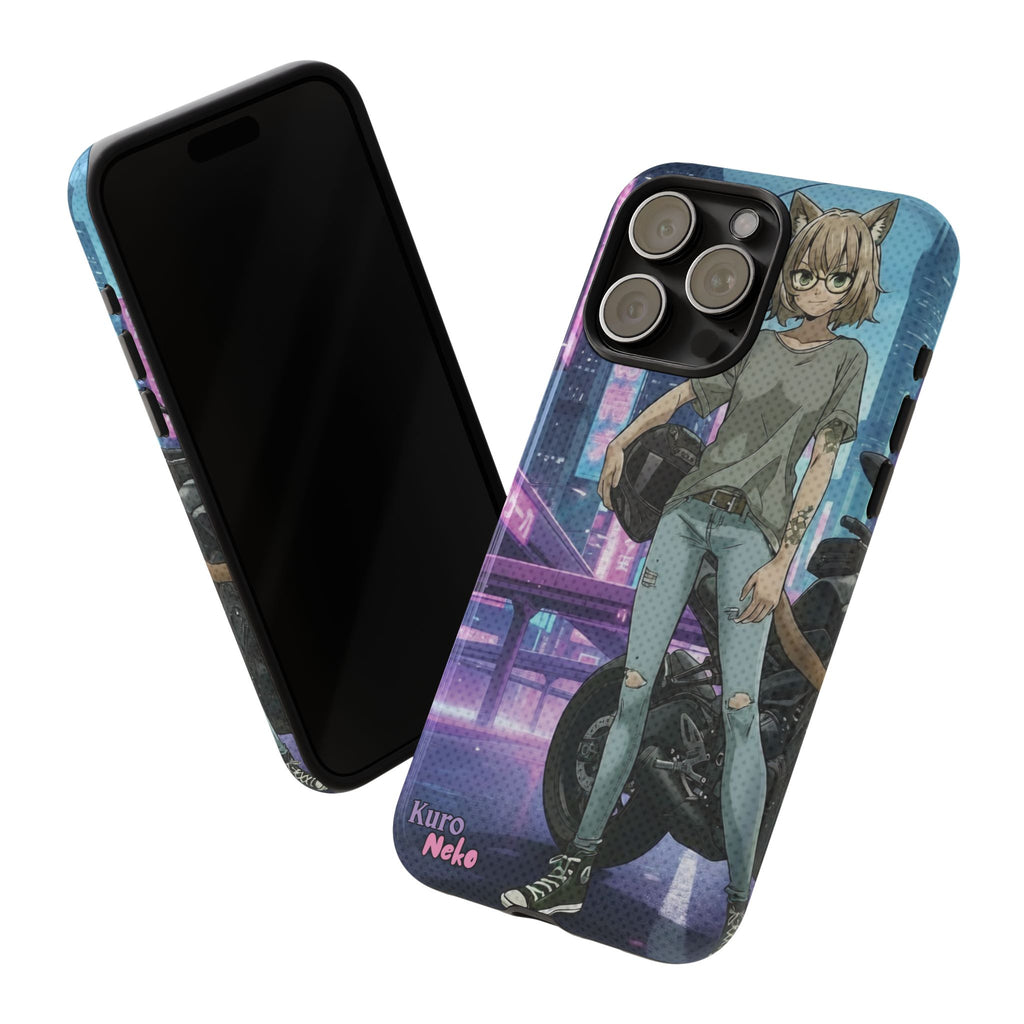 Coque téléphone Anime HANKO Style Cyberpunk & Chatte Rebelle