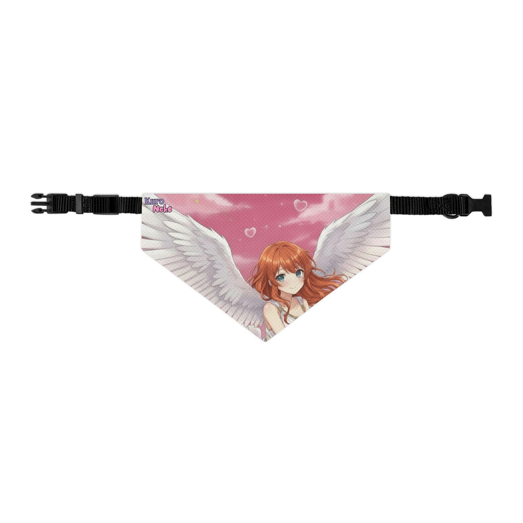 Collier bandana chat & chien Anime AIKO avec illustration d'une muse ange sur fond rose.
