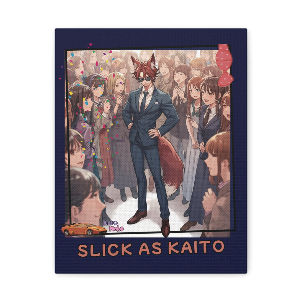Toile Mate Anime KAITO avec un renard kemonomimi en costume, entouré de fans admirateurs.
