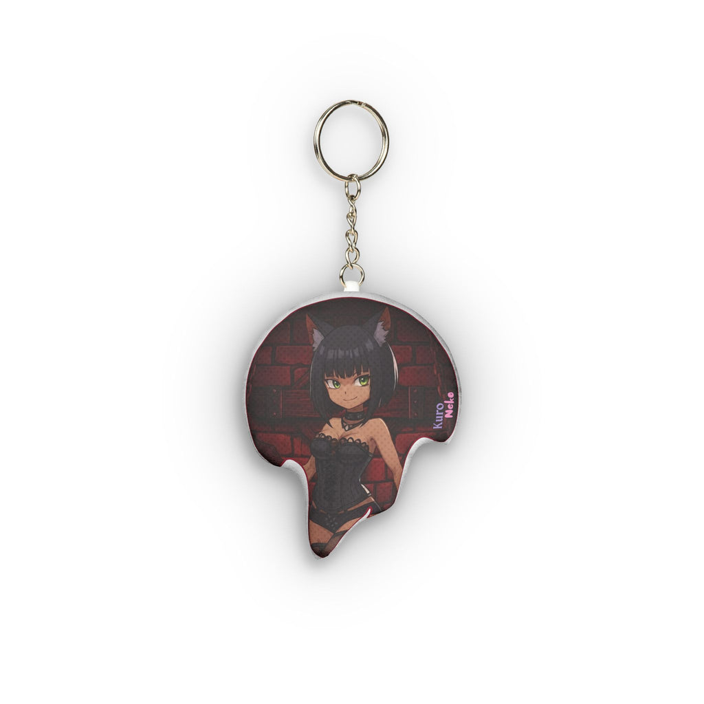 Porte-clés Peluche Anime YAMI avec louve kemonomimi et fond en briques.
