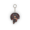 Porte-clés Peluche Anime YAMI avec louve kemonomimi et fond en briques.
