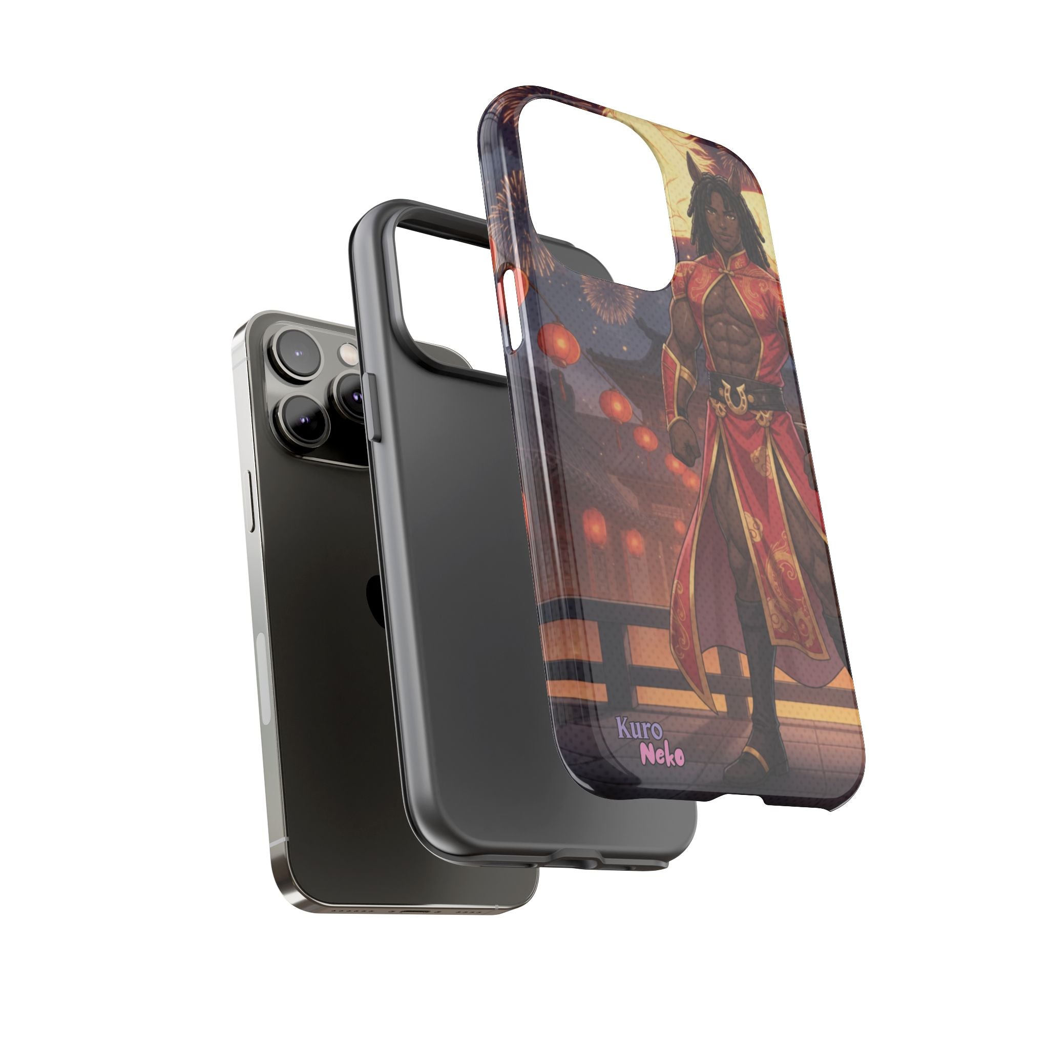 Coque téléphone RYO cheval zodiaque vue de profil épaisseur double couche polycarbonate TPU
