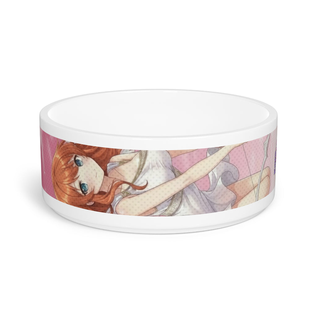 Gamelle chat & chien Anime AIKO St-Valentin - image présentant Aiko caméo cygne Cupidon kemonomimi sur bol céramique romantique