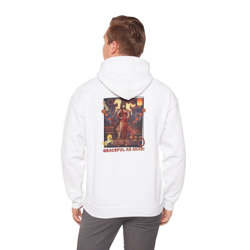 Sweat à capuche Anime AKARI Danse du Zodiaque & Style Cheval avec illustration d'Akari, oreilles d'animaux, Kuro Neko Shop.
