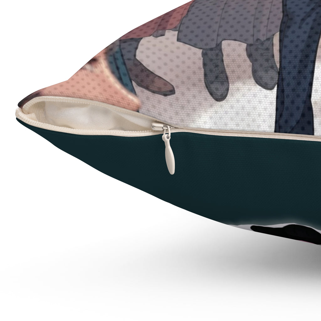 Coussin Carré Anime KAITO avec design de renard à la mode et fermeture éclair élégante.