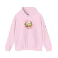 Sweat à capuche Anime HARU avec illustration de lapins sous un cerisier en fleurs, couleur rose douce.