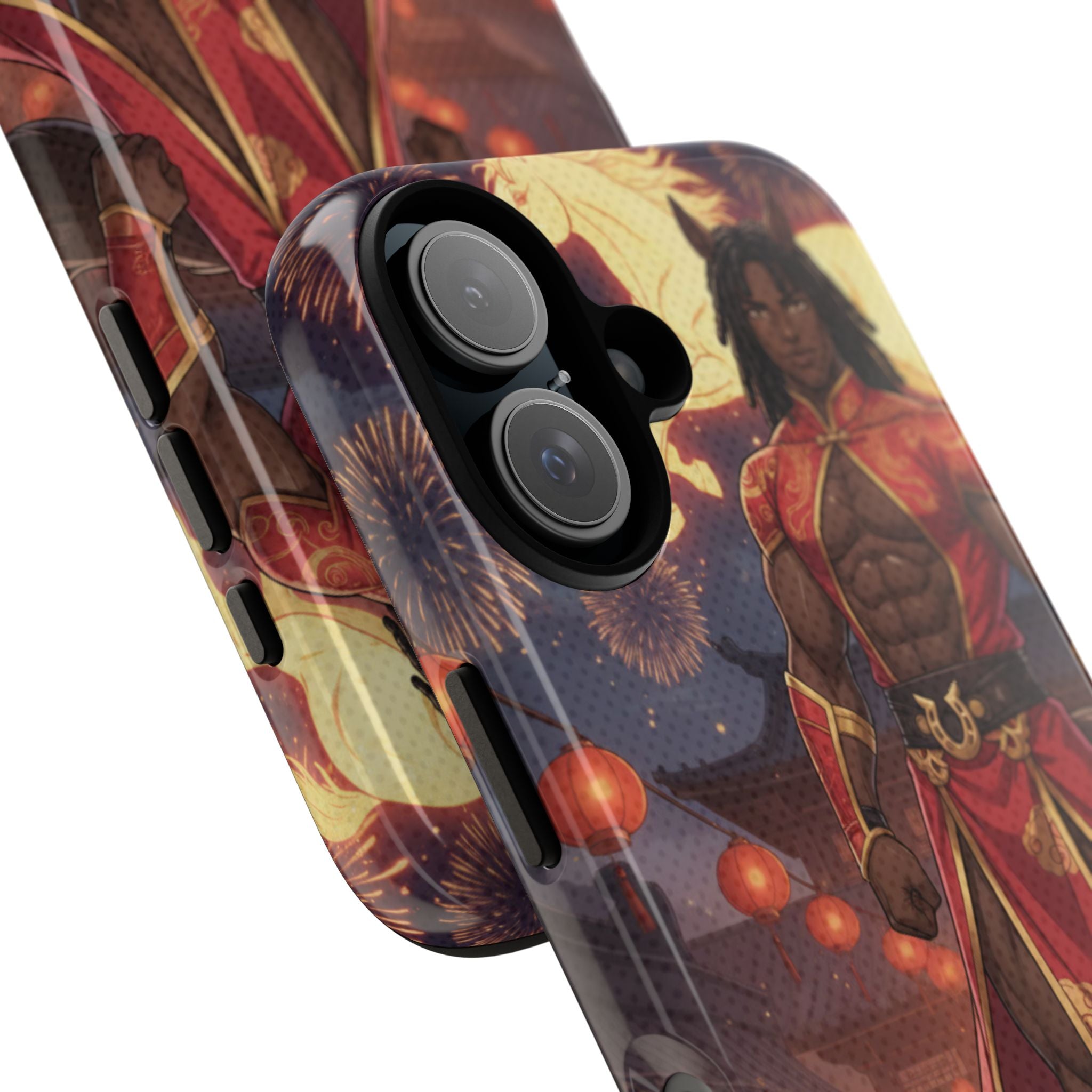 Coque RYO husbando Année du Cheval finition brillante couleurs rouge or iPhone Samsung
