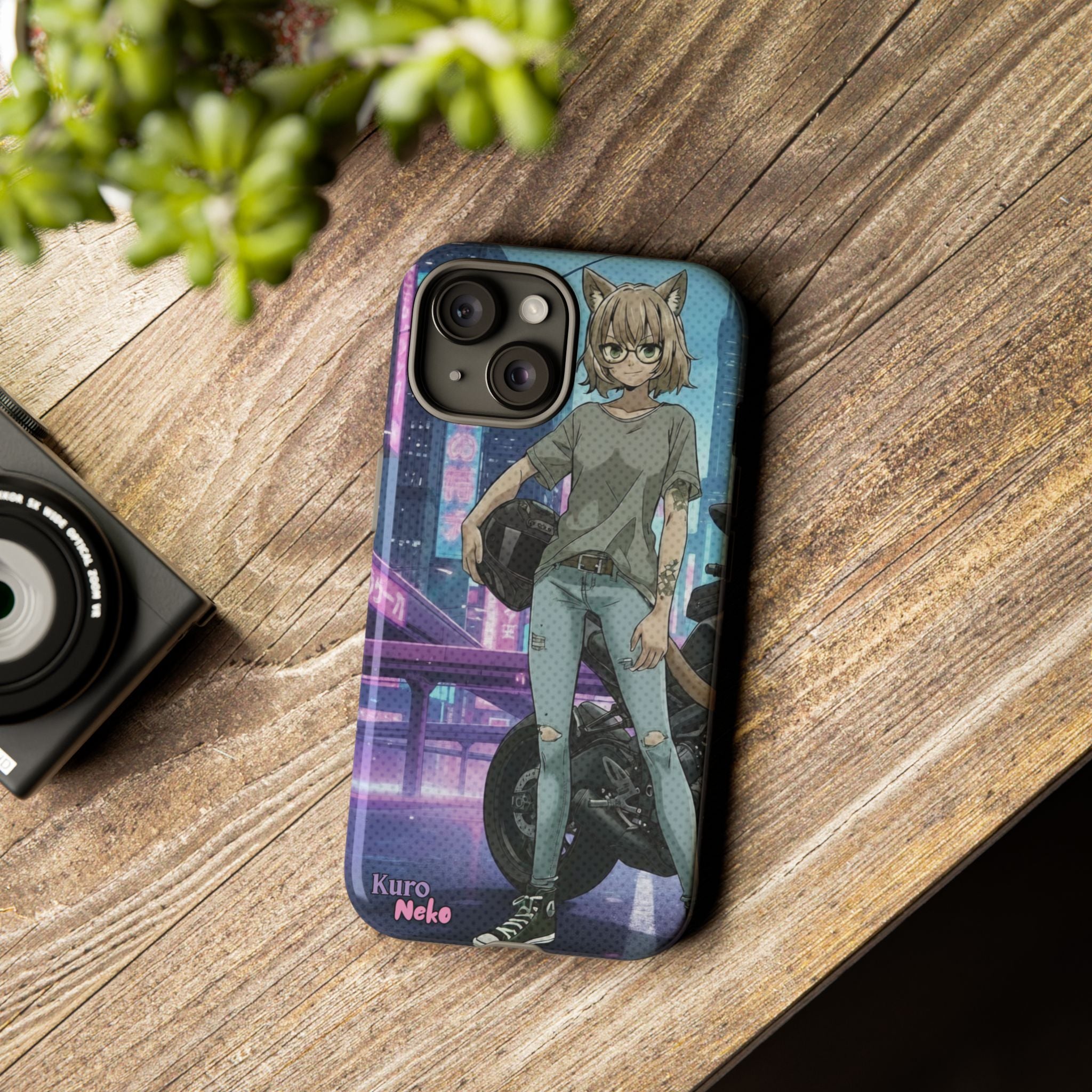 Coque téléphone Anime HANKO Style Cyberpunk & Chatte Rebelle