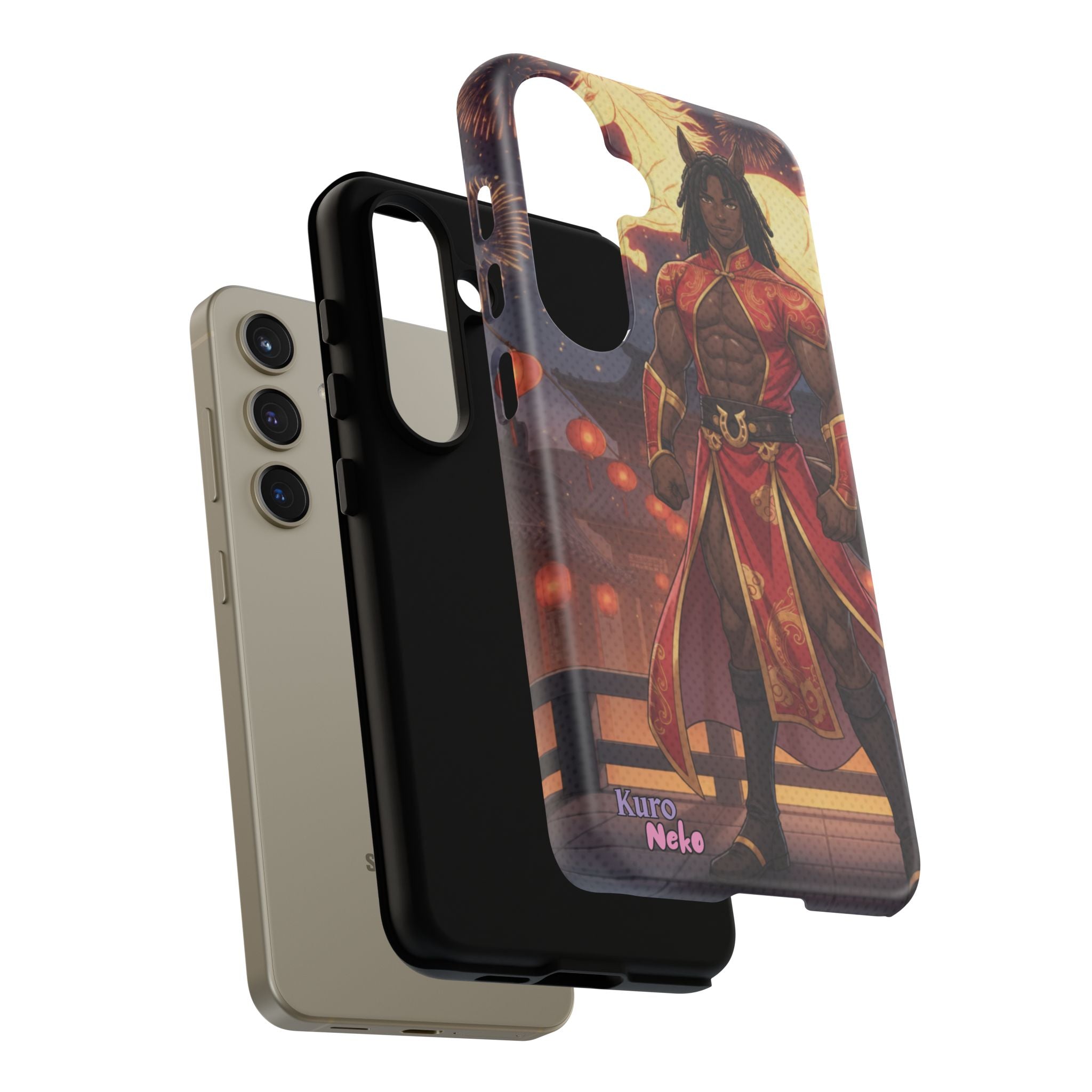 Coque RYO husbando Année du Cheval finition brillante couleurs rouge or iPhone Samsung
