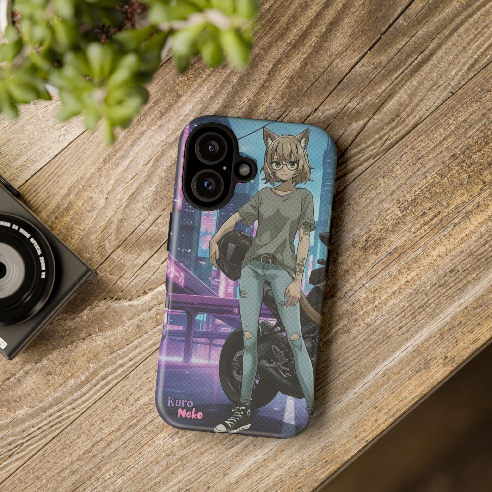 Coque téléphone Anime HANKO Style Cyberpunk & Chatte Rebelle