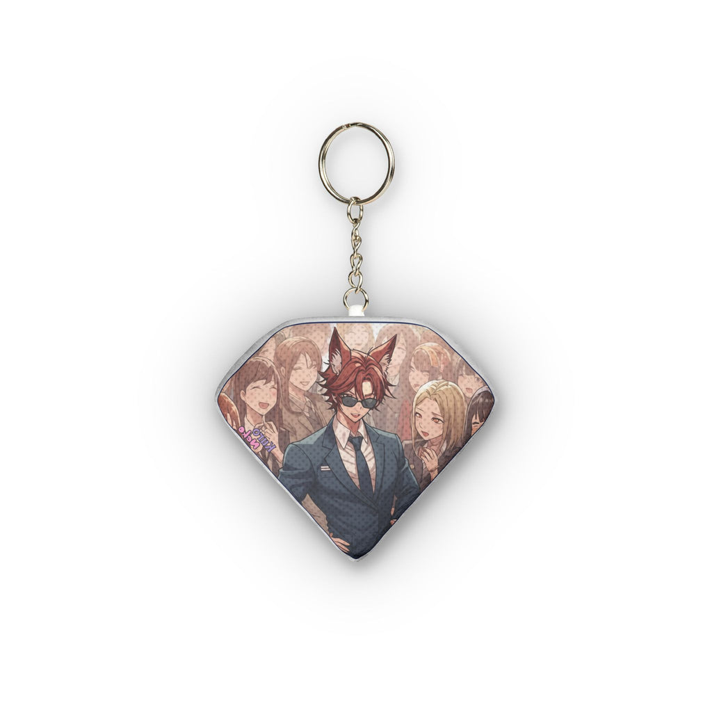 Porte-clés Peluche Anime KAITO en forme de diamant avec des personnages en arrière-plan