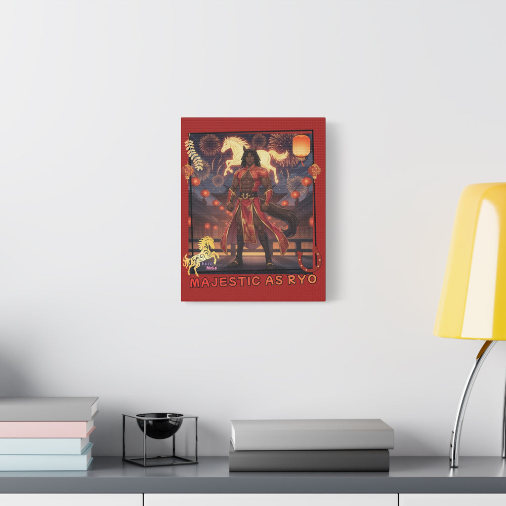 Toile Mate Anime RYO affichée sur un mur avec une décoration élégante et des couleurs vibrantes.