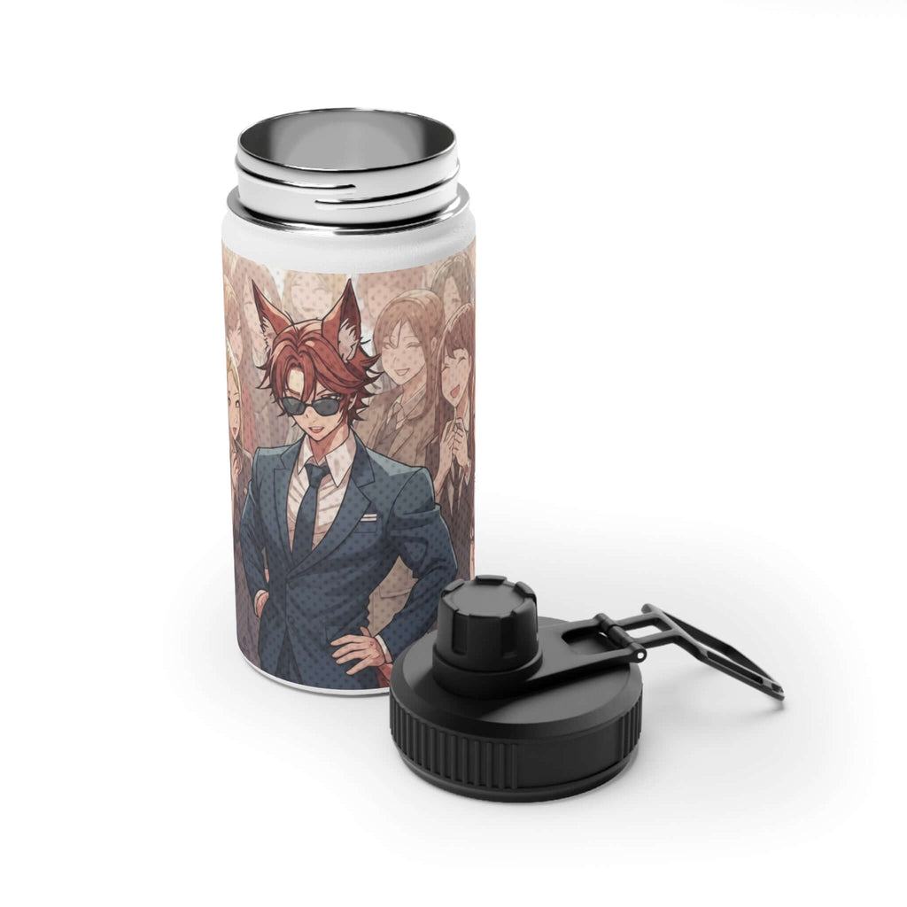 Gourde isotherme Anime KAITO avec motif de personnage dans un costume élégant et des oreilles de renard.