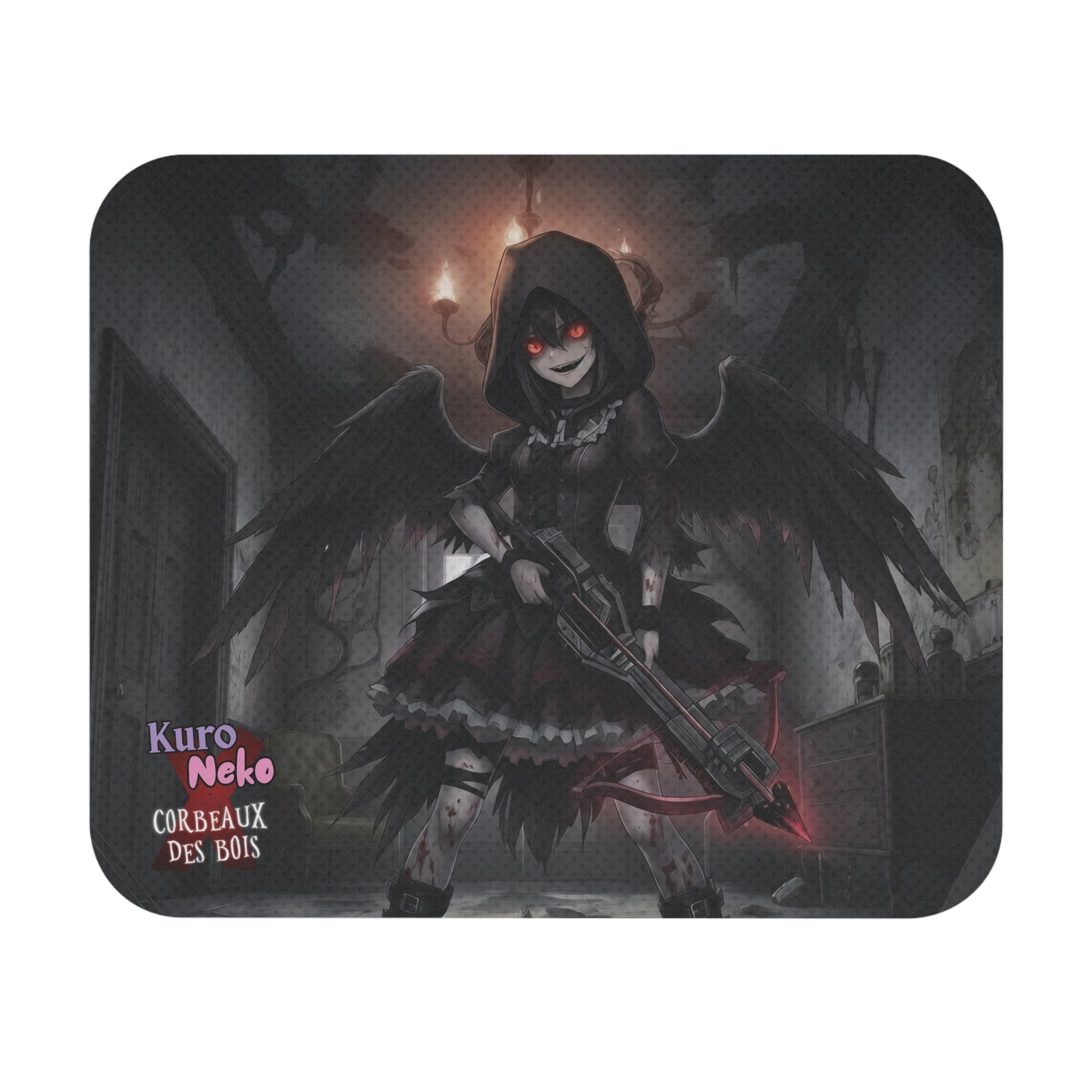 Tapis de Souris Anime YORU Muse Chasseuse de Démons avec corbeaux et ambiance gothique.