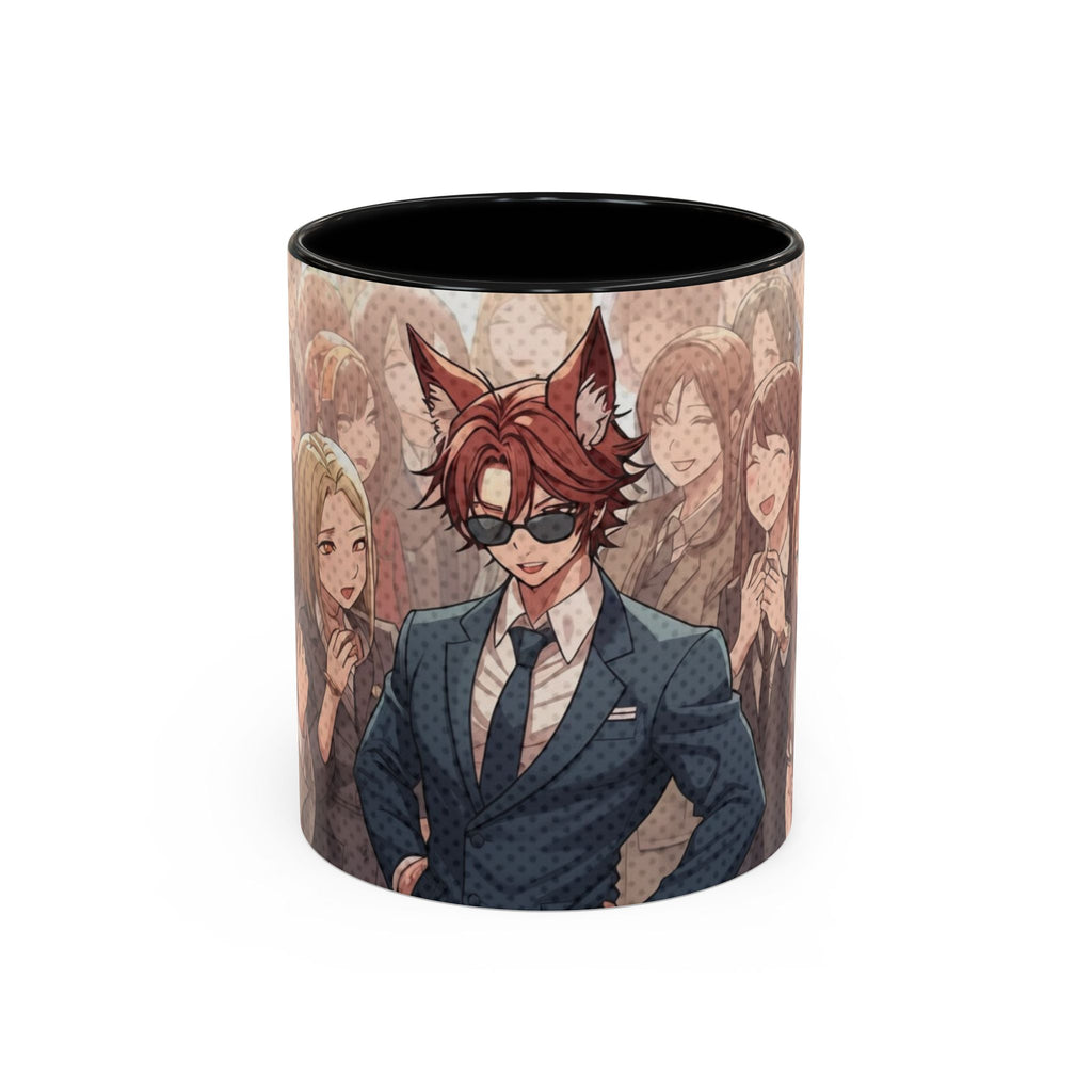 mug anime KAITO: renard kemonomimi en costume élégant sur fond de foule