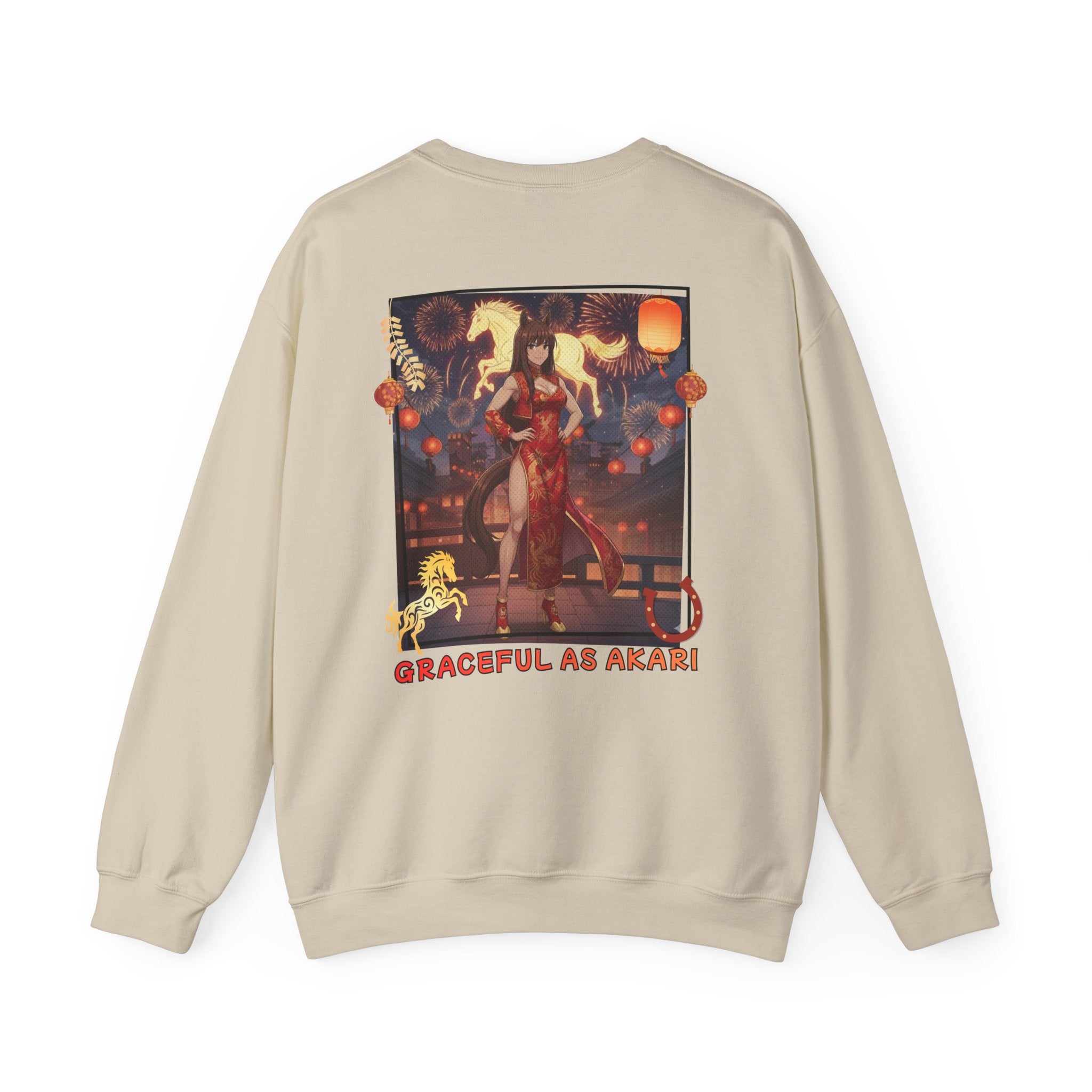 Sweatshirt Anime AKARI avec design inspiré de la danse et du zodiaque, couleur beige, élégant et festif.