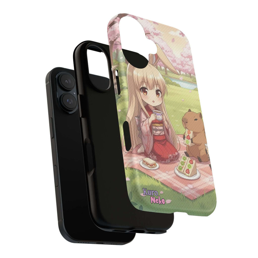 Coque de Téléphone Anime HARU Muse Chibi Pique-nique avec haru kemonomimi, oreilles d'animaux, style anime, Kuro Neko Shop.