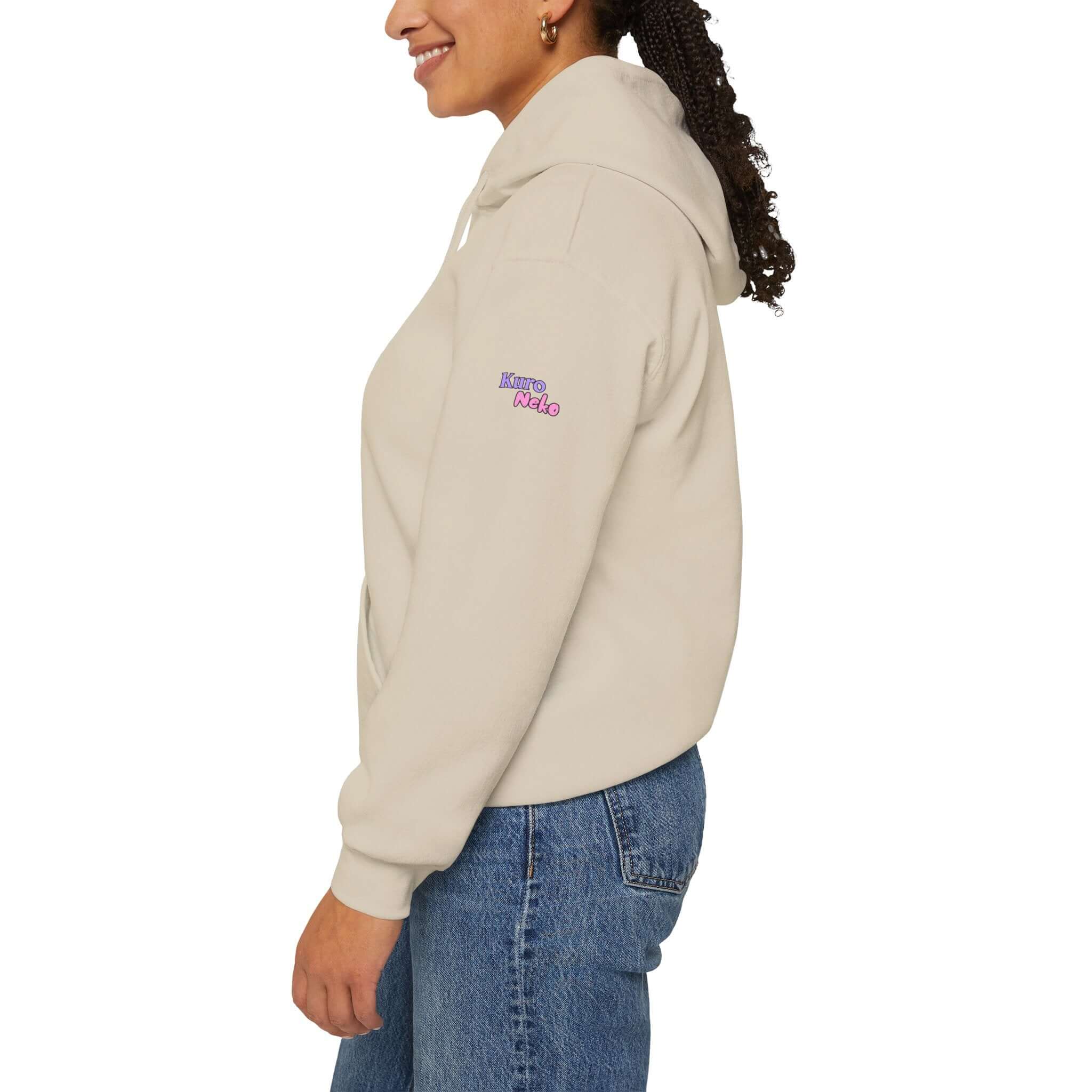 Sweat à capuche Anime HARU Muse Chibi Pique-nique Sakura, montrant le design côté, Kuro Neko Shop