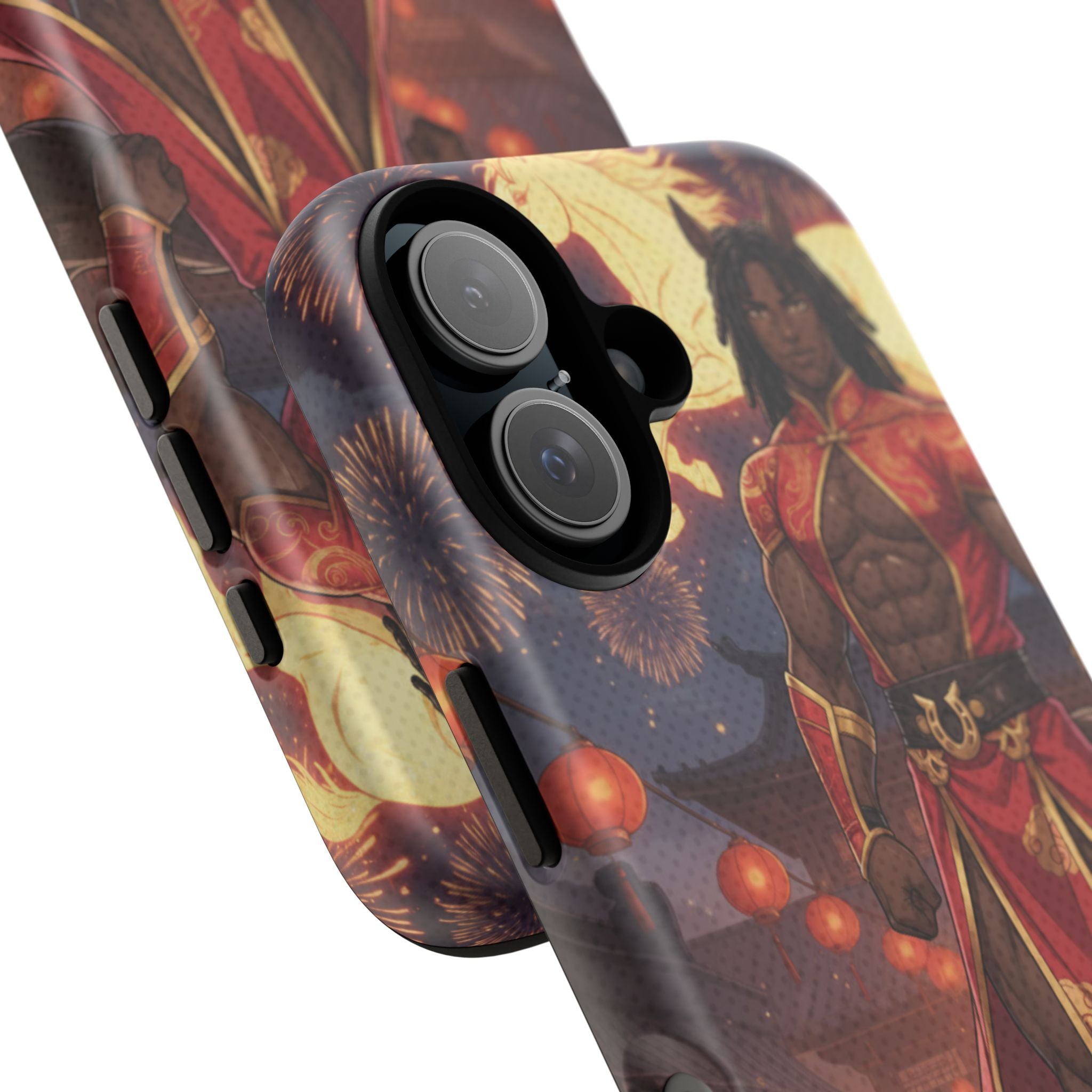 Coque RYO husbando Année du Cheval finition brillante couleurs rouge or iPhone Samsung
