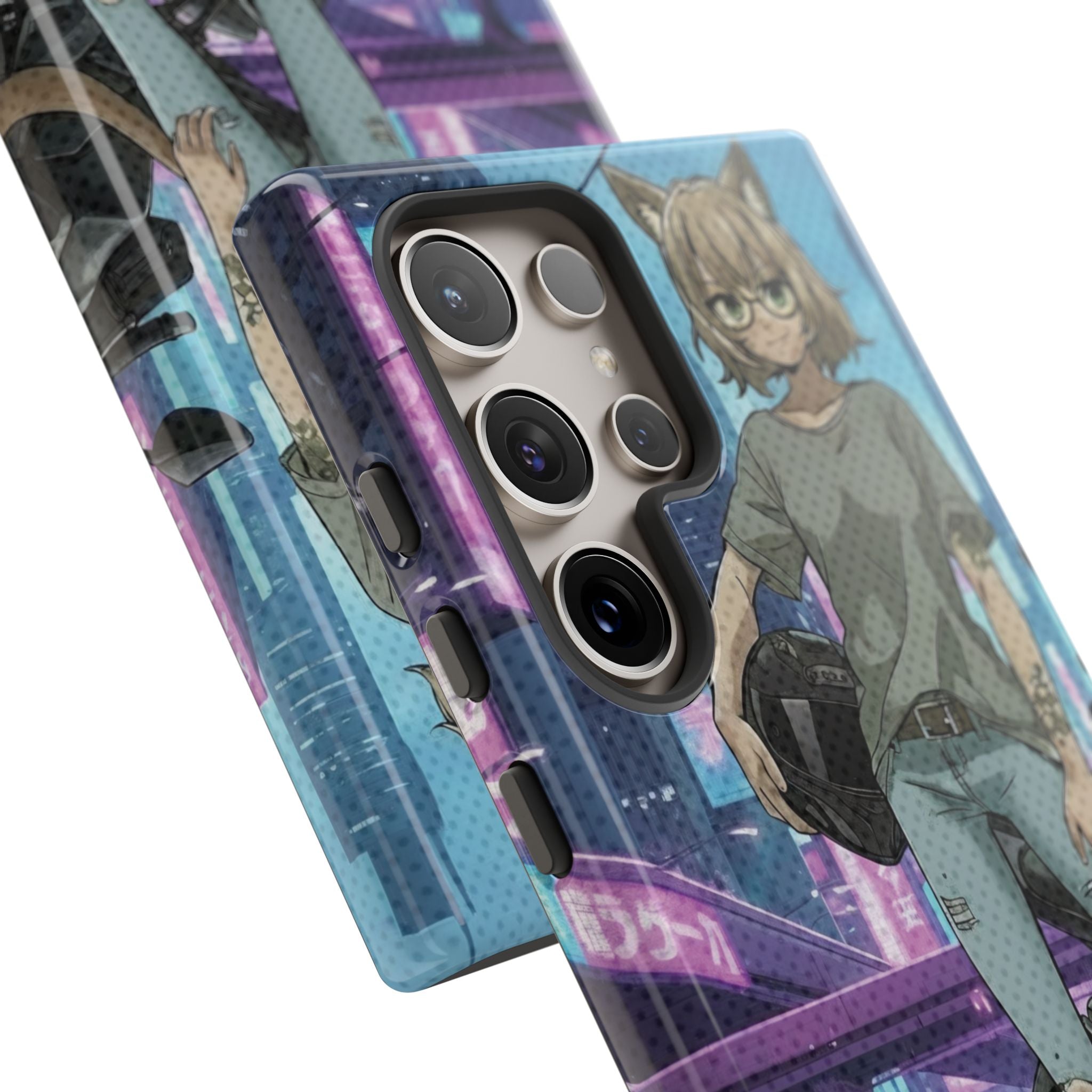 Coque téléphone Anime HANKO Style Cyberpunk & Chatte Rebelle