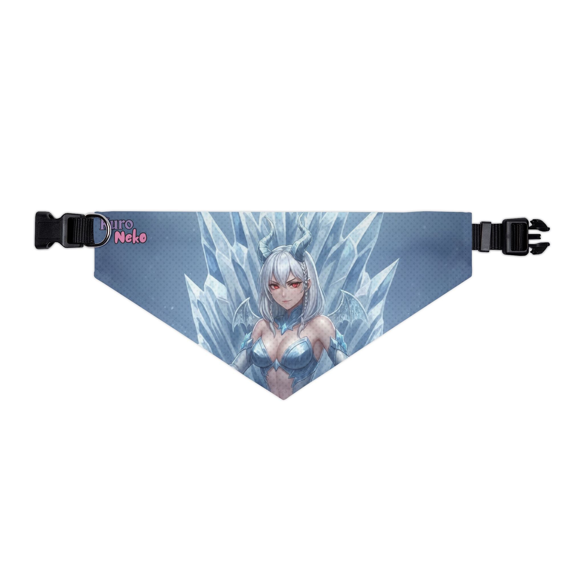 Collier bandana chat & chien Anime YUKI dragonne - Bandana-collier glacé avec illustration reine fantasy pour pet, personnage YUKI