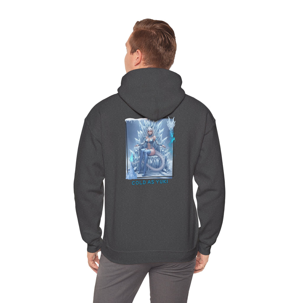 Hoodie gris avec impression anime Waifu YUKI Dragon Girl Reine de Glace sur trône de glace Christmas Gift Hivernal
