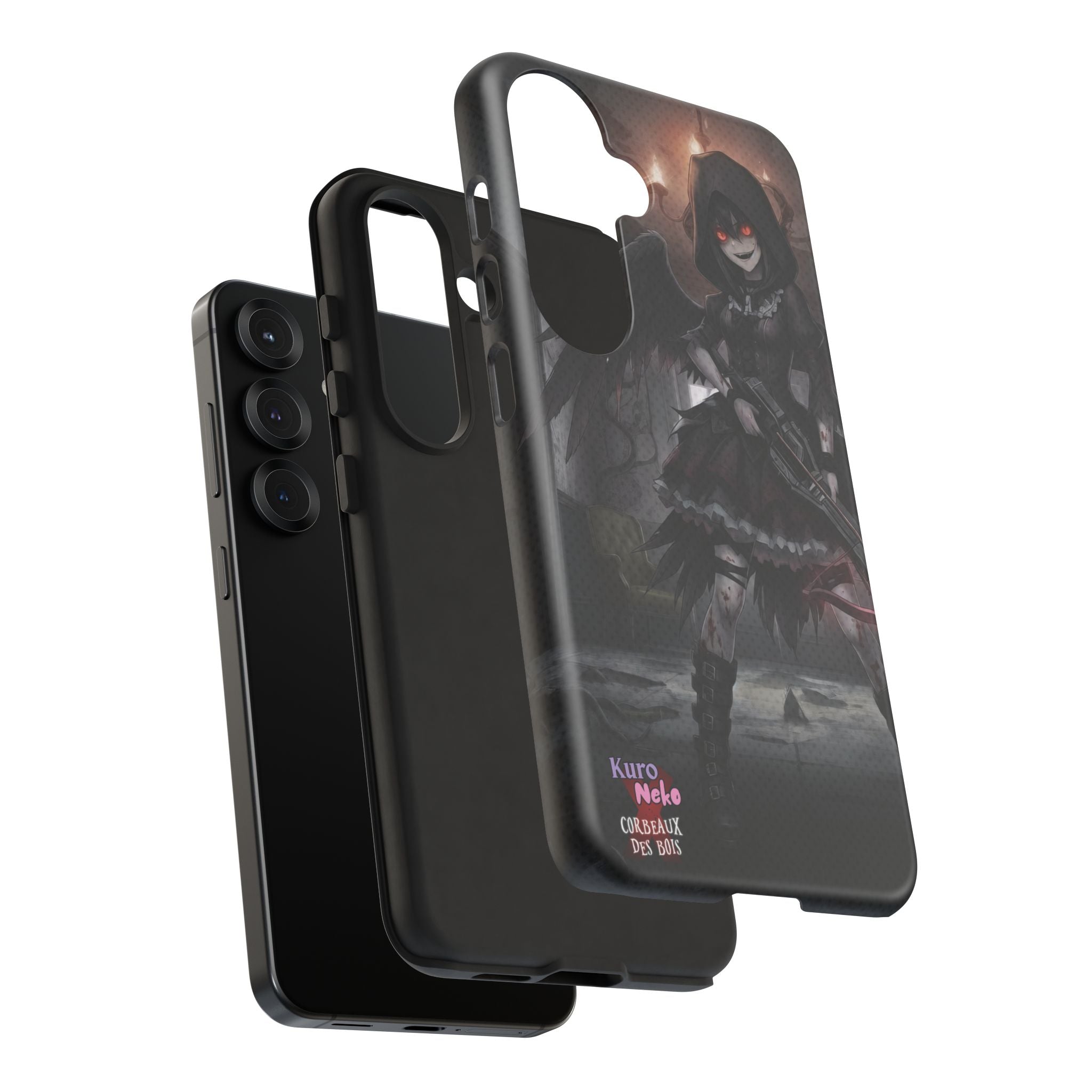 Anime Phone Case – Mad as Yoru Crow Waifu Kemonomimi featuring dark gothic design and demon hunter theme.