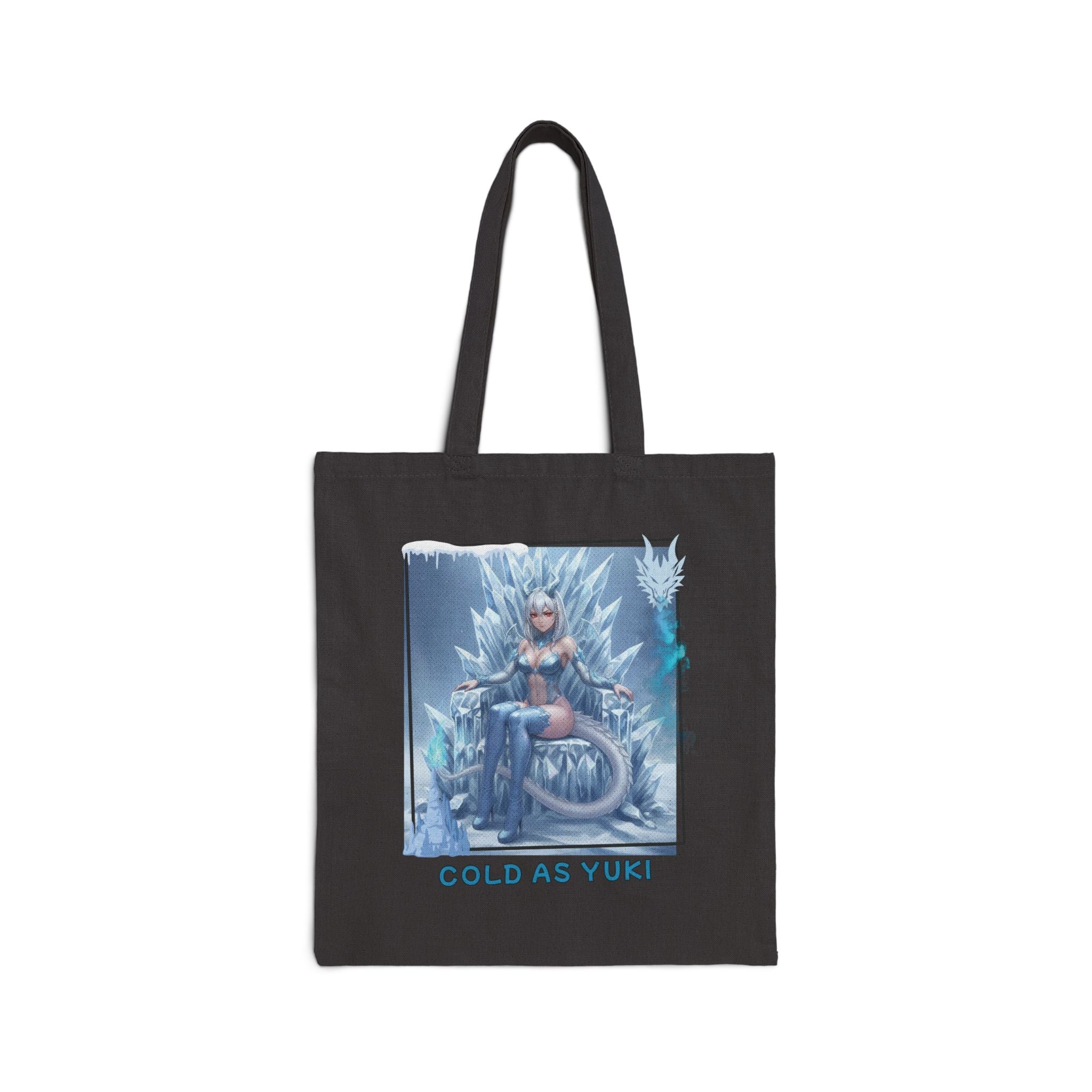 Tote bag Anime YUKI avec design de dragonne de glace, parfait pour un style hivernal.