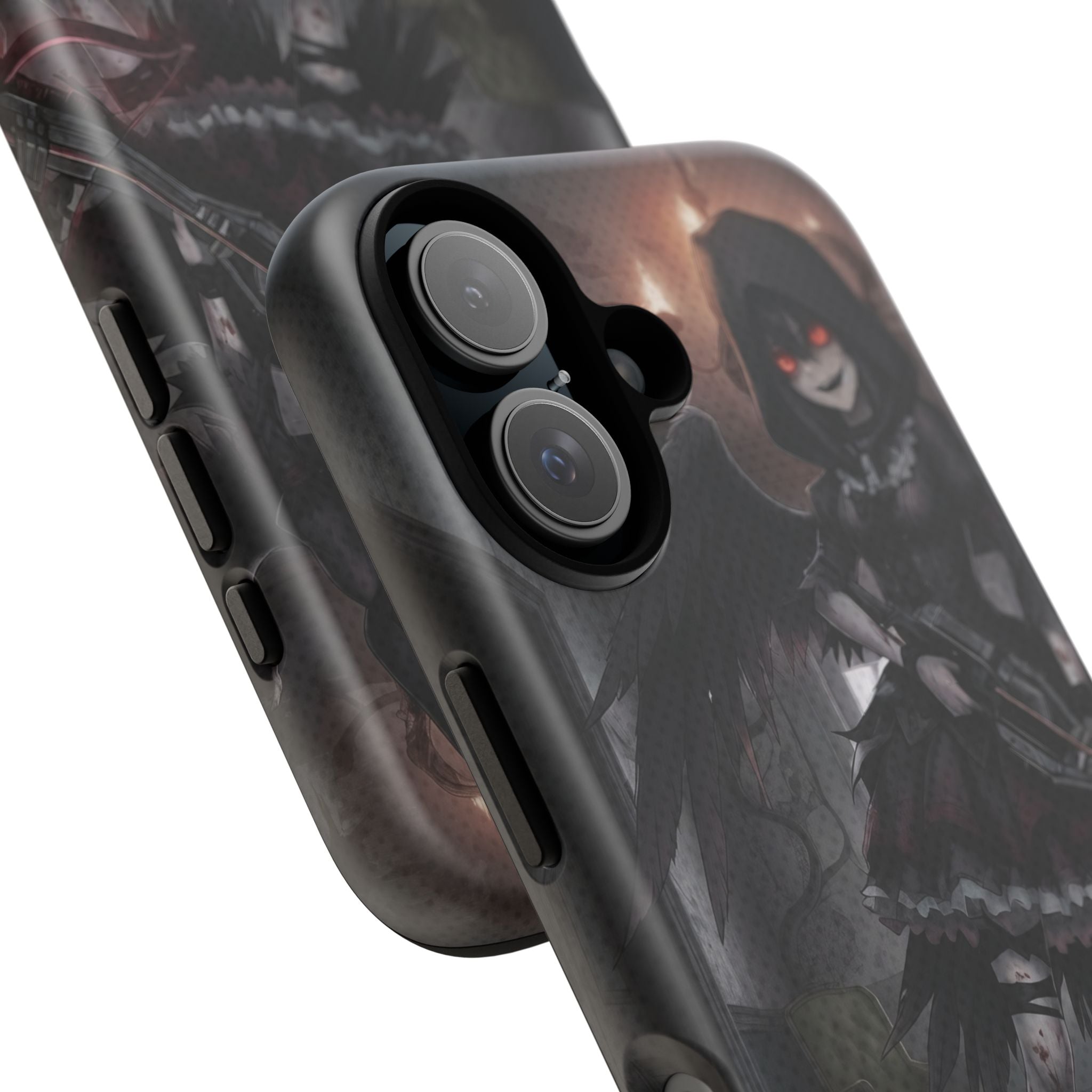 Anime Phone Case – Mad as Yoru Crow Waifu Kemonomimi featuring a gothic horror design with black wings and red eyes.