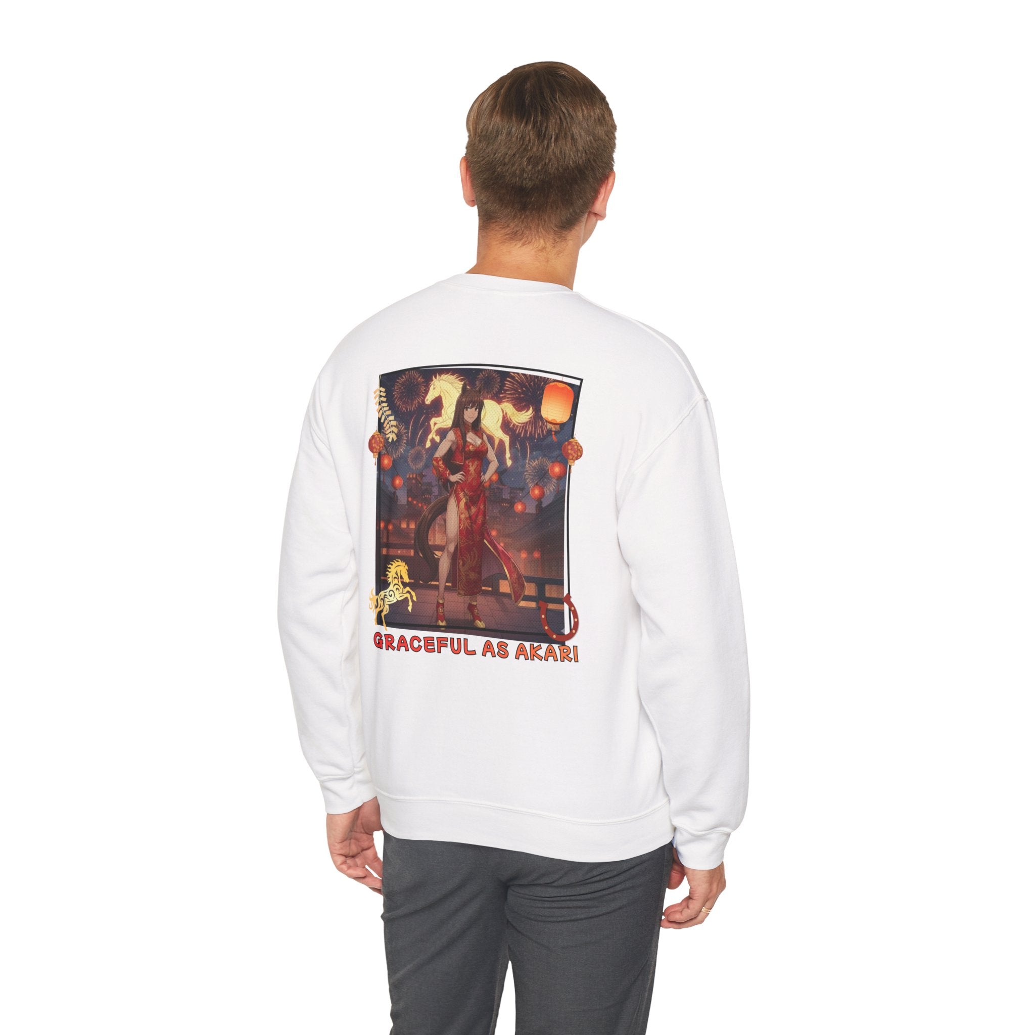 Sweatshirt Anime AKARI Danse du Zodiaque & Style Cheval avec illustration d'Akari, oreilles d'animaux, et lanternes Kuro Neko Shop