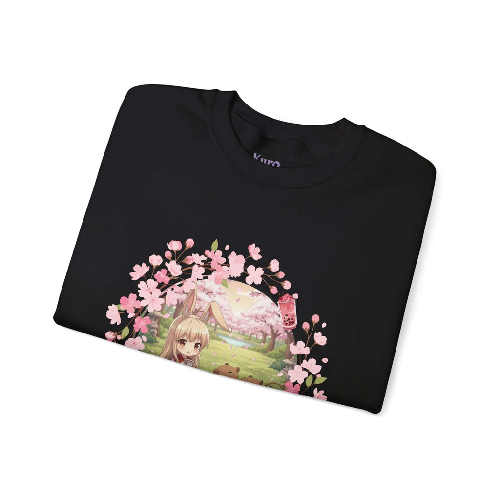Sweatshirt Anime HARU Muse Chibi Pique-nique Sakura avec design Kemonomimi, oreilles d'animaux, Kuro Neko Shop.