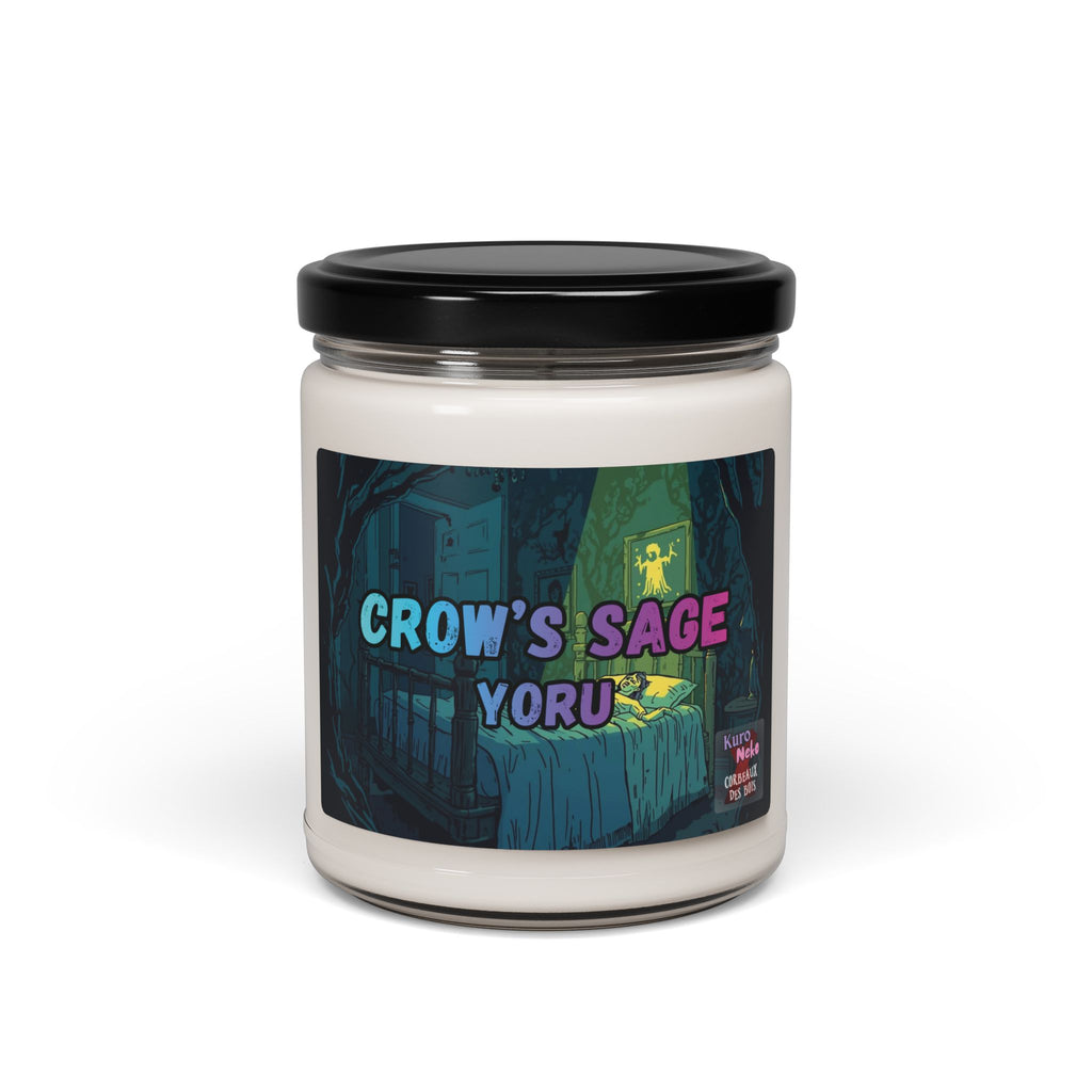 Bougie parfumée Anime YORU, contenant parfumé de sauge dans un pot, design inspiré par l'univers anime.