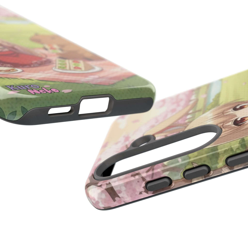 Coque de Téléphone Anime HARU Muse Chibi Pique-nique montrant le design kemonomimi avec oreilles d'animaux, Kuro Neko Shop