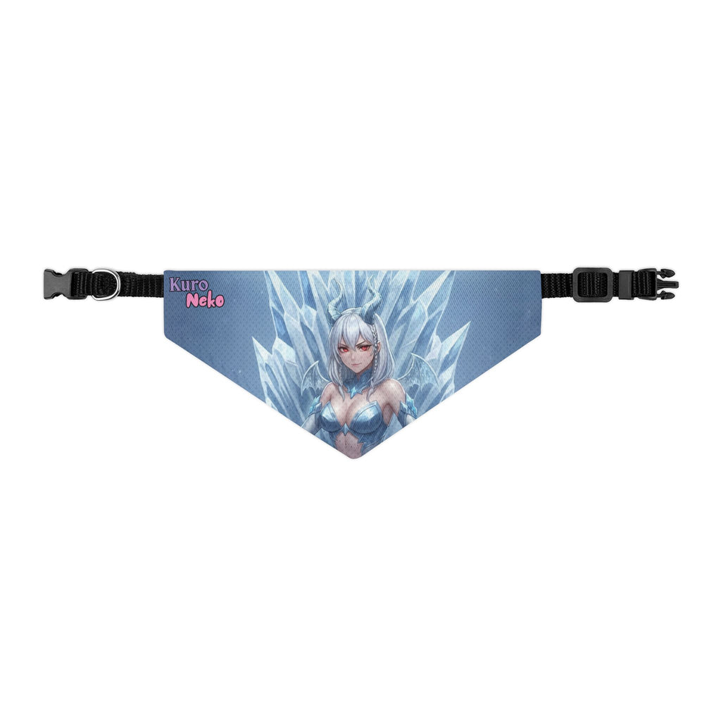 Collier bandana chat & chien Anime YUKI dragonne glaciale - image avec reine lumineuse sur fond bleu