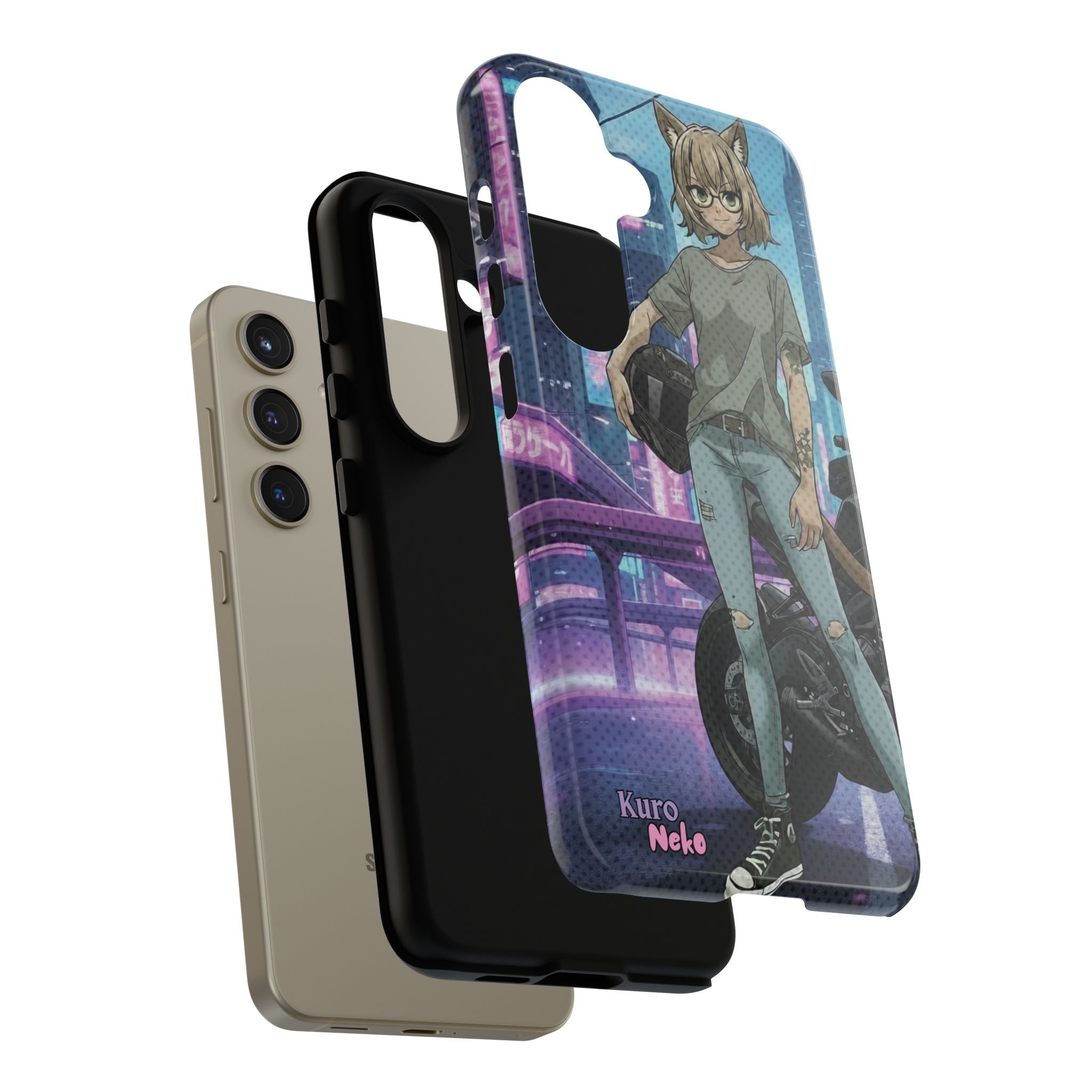 Coque téléphone Anime HANKO Style Cyberpunk & Chatte Rebelle