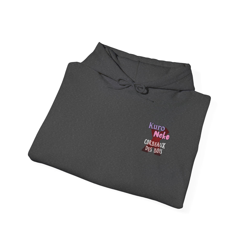 Sweat à Capuche Anime YORU avec design Kuro Neko et corbeaux, parfait pour un style gothique.