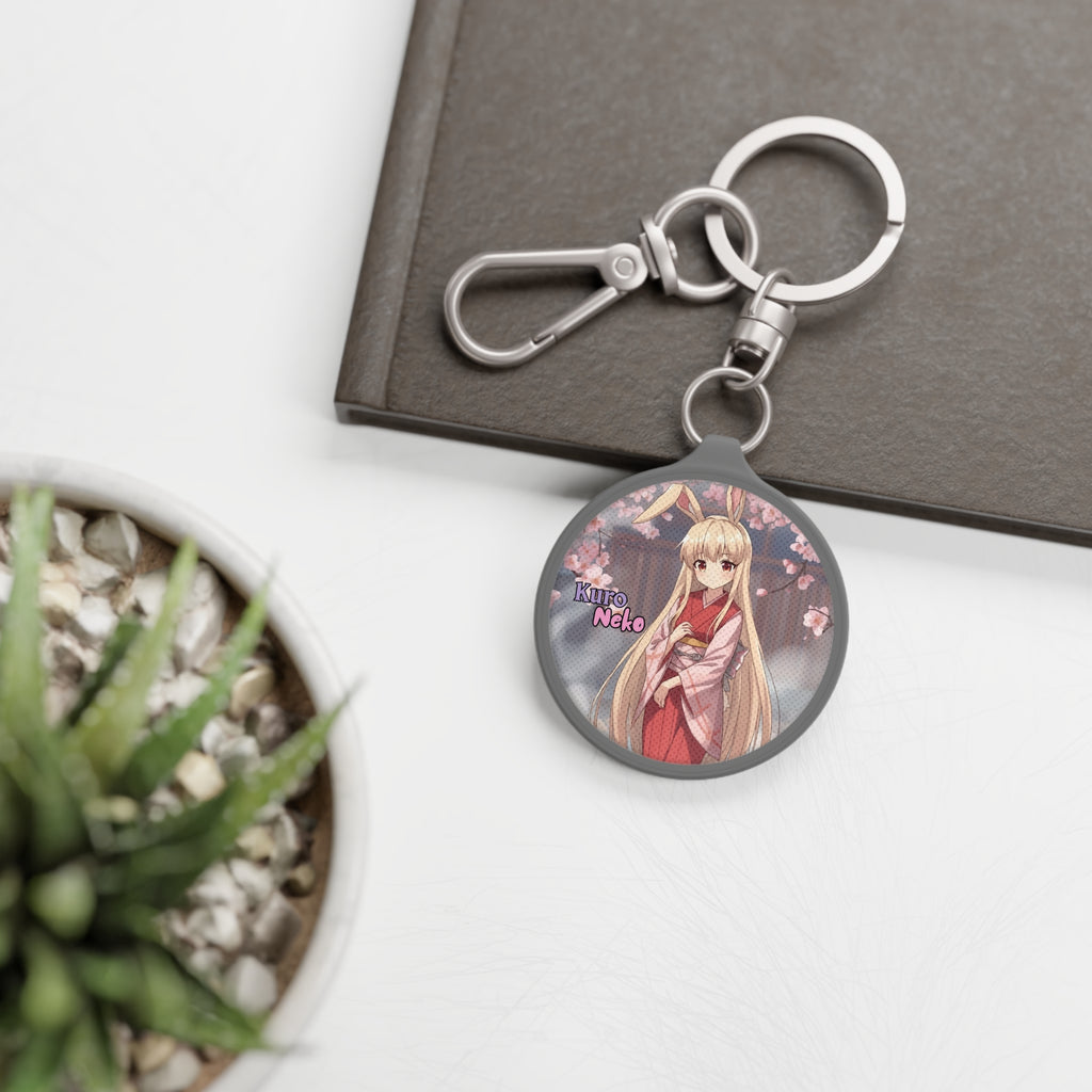 Porte-clés Anime HARU avec design de personnage kawaii sous un cerisier en fleur.