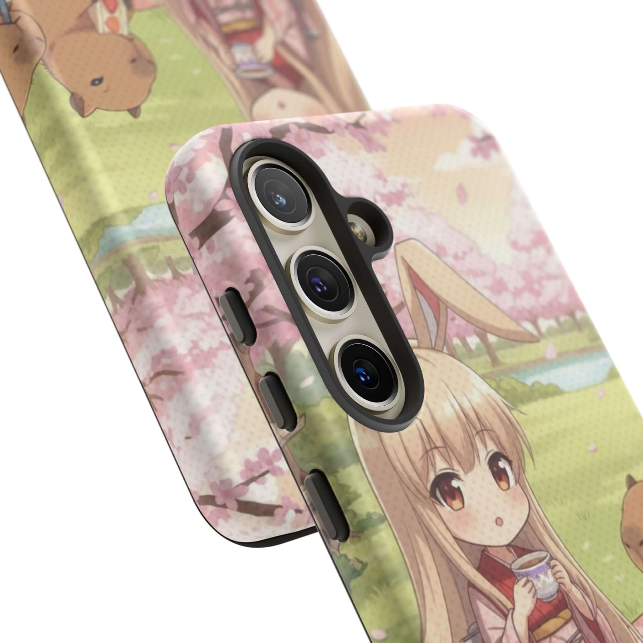 Coque de Téléphone Anime HARU Muse Chibi Pique-nique avec oreilles de lapin, style anime, Kuro Neko Shop.