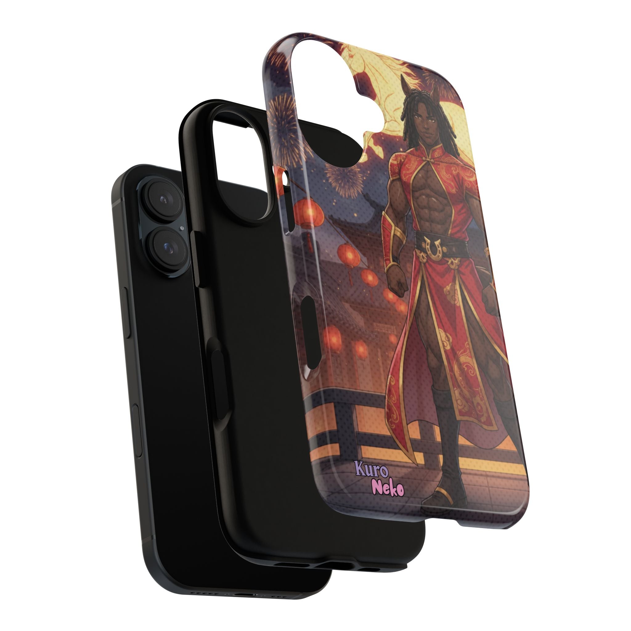 Coque RYO husbando Année du Cheval finition brillante couleurs rouge or iPhone Samsung
