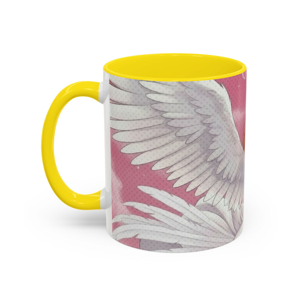 Mug Anime AIKO Muse Cygne & Douceur Romantique avec design d'ailes d'oiseau et fond pastel, Kuro Neko Shop.